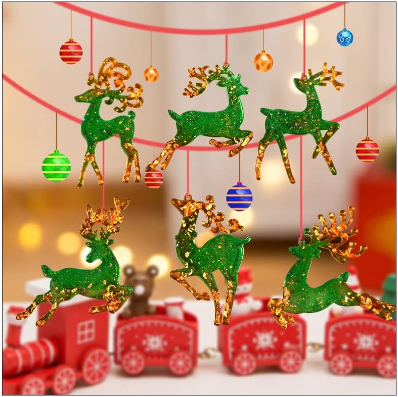 Miniatura 3 de Luomi 2 moldes de resina de alce de Navidad moldes de resina de ciervo molde de silicona para resina epoxi molde de Navidad llavero de bricolaje
