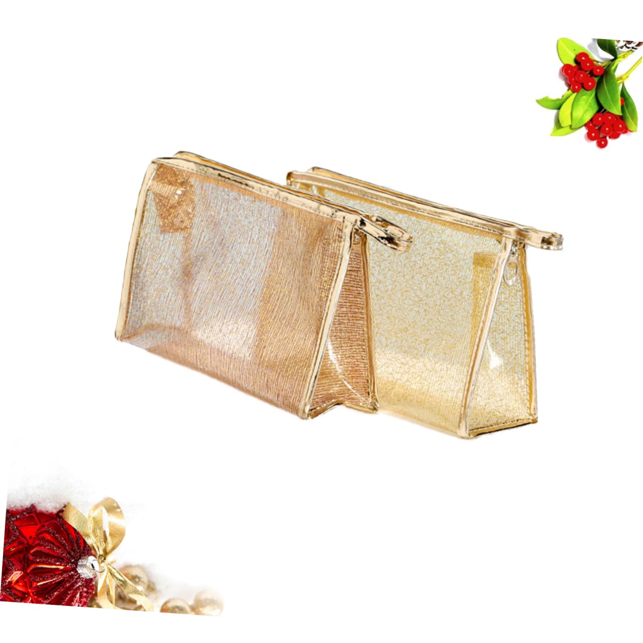 Borsa Makeup Trasparente Tpu Zip, Set da 3 Pezzi per Donna | Organizzazione per Cosmetici e Toilette, Formato Portatile, Uso Camping e Casa