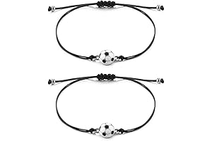 Jeka Soccer Football Bracelets for Girls Age 8-12: Adjustable Friendship Sports Jewelry
