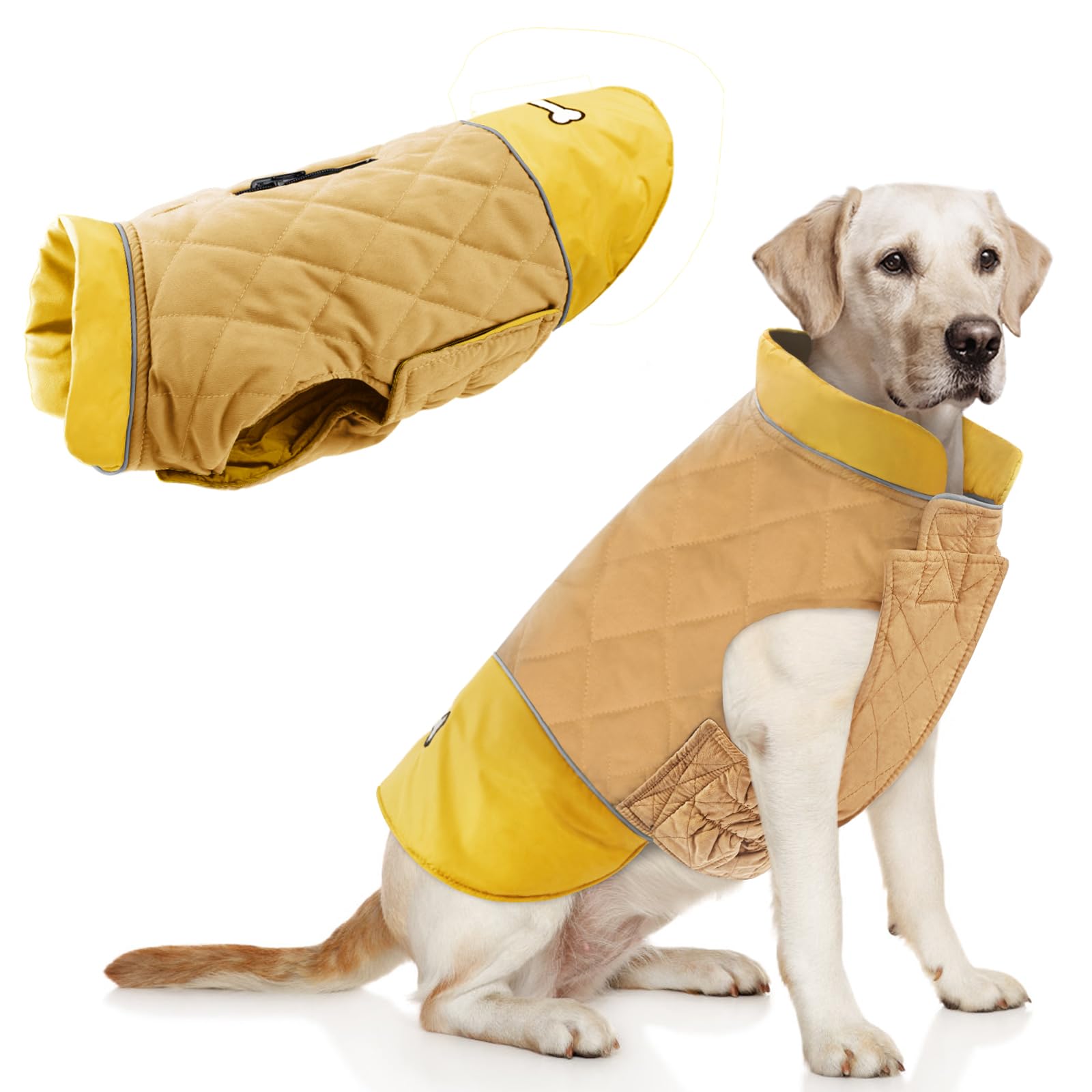 Idepet Abrigo Impermeable para Perros Chaqueta cálida de Invierno, Traje de Nieve a Prueba de Viento Ropa para Perros para Perros pequeños medianos Grandes con Orificio para el arnés XS-3XL