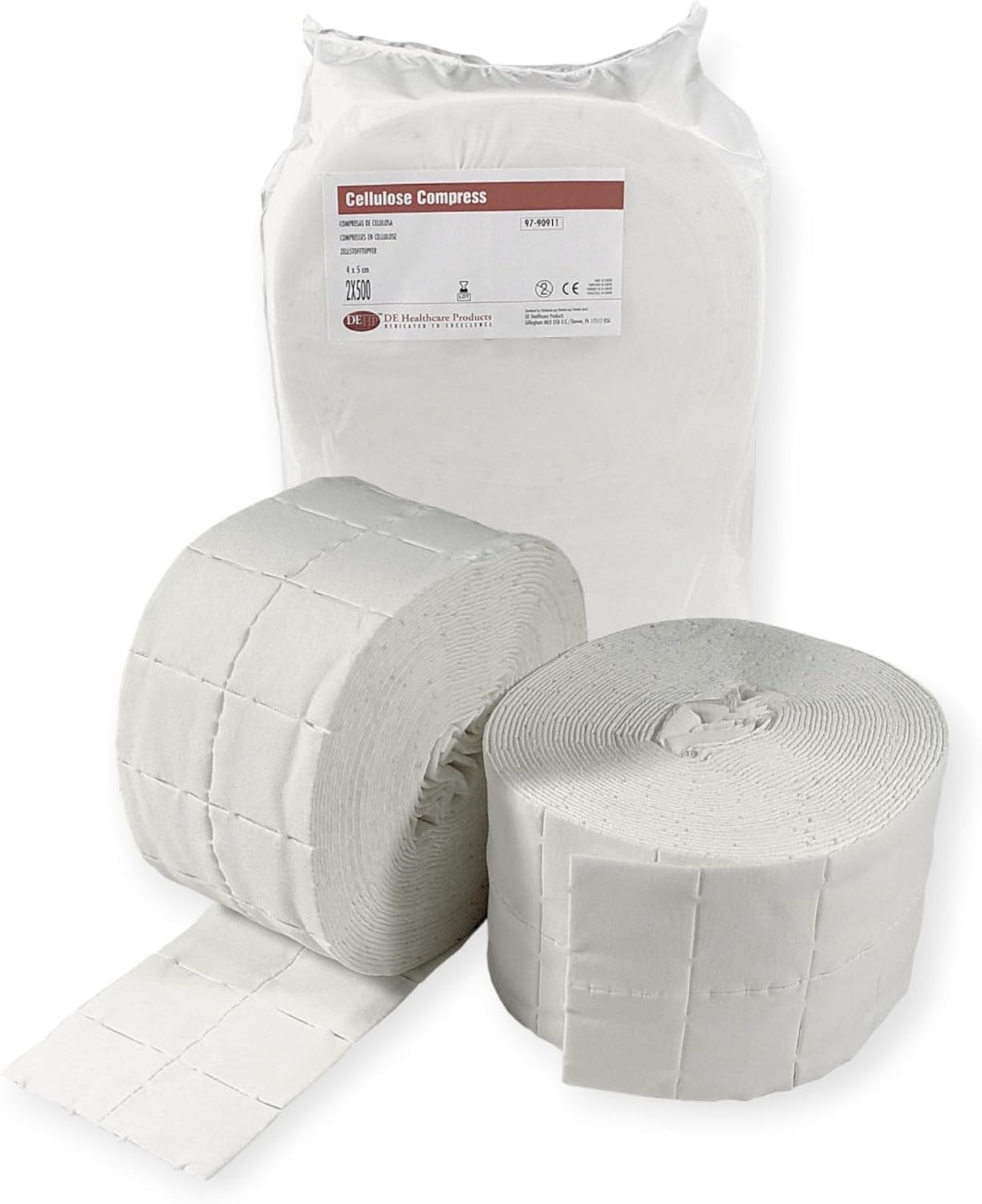 Cellulose pads 4 x 5 cm Cellulose pads Non-sterile cellulose Swabs on Roll 12 Ply 2 x 500 pieces