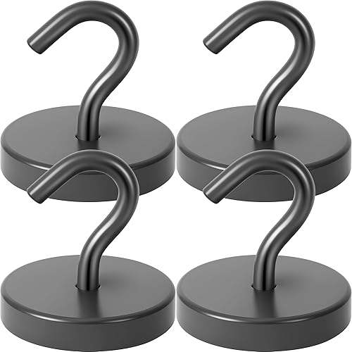 Vista 10 de Neosmuk Ganchos magnéticos resistentes, imanes fuertes con gancho para refrigerador, ganchos industriales súper resistentes de neodimio para colgar