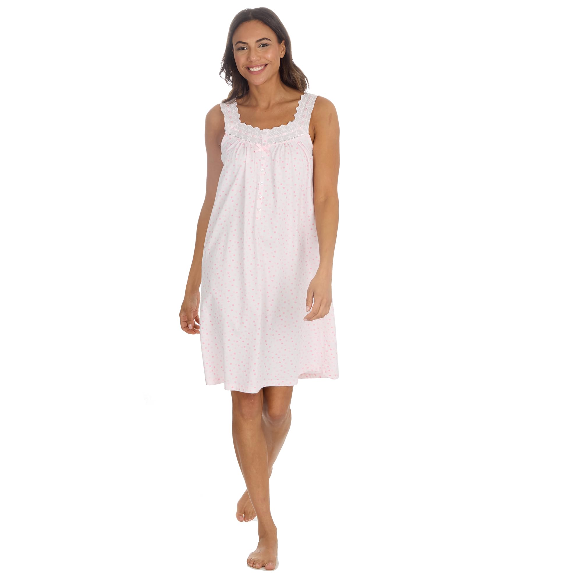 Undercover Ladies Sleeveless Cotton Nightie 34B1957 Pink Spot 22-24