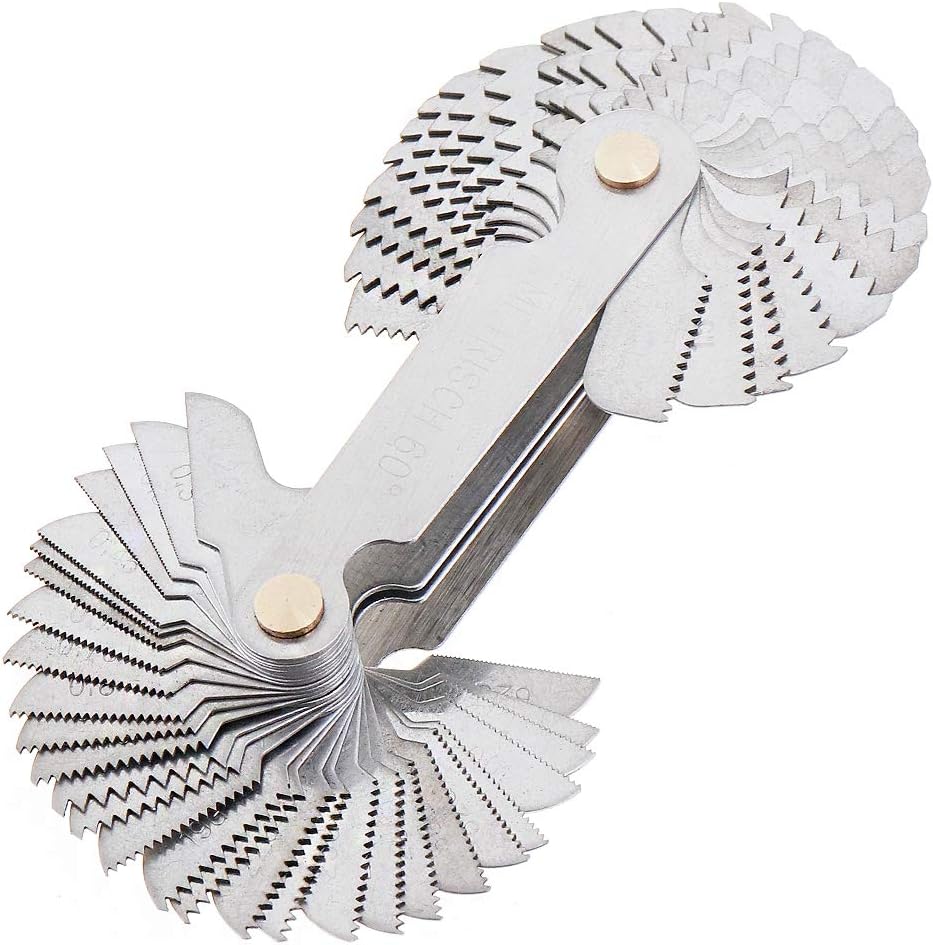 ChgImposs Metric & Imperial & US Screw Gauge SAE Whitworth 55 Degree & Metric 60 Degree & & US 60 Degree Thread Pitch Gauge for Industrial Measurement