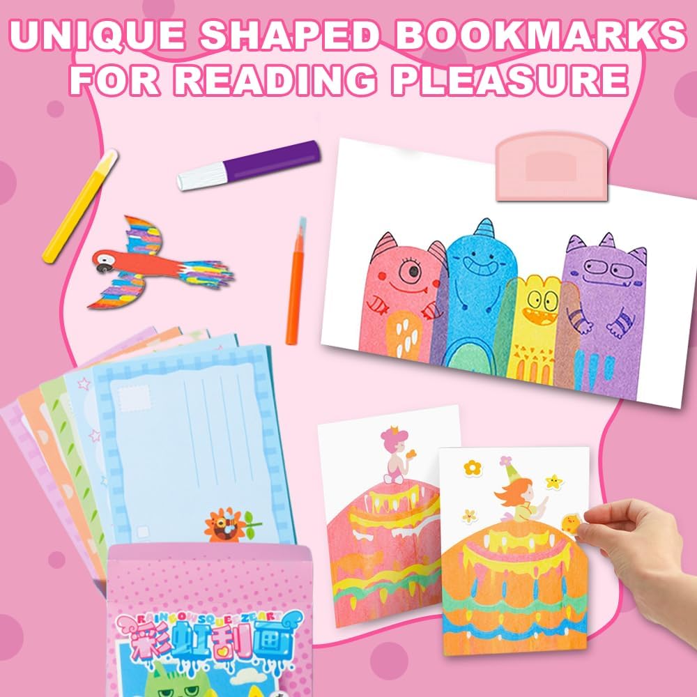 Rainbow Squeeze Art Kit, 2026 New Upgrade Creative Squeeze Paper Art Kit Creative Painting Kit Rainbow Scratch Paper Set, Magic Dot Scratch Painting Party DIY Gifts