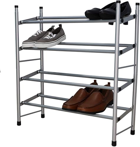 Miniatura 8 de Home Basics Zapatero de acero expandible de 4 niveles, cromado (1)