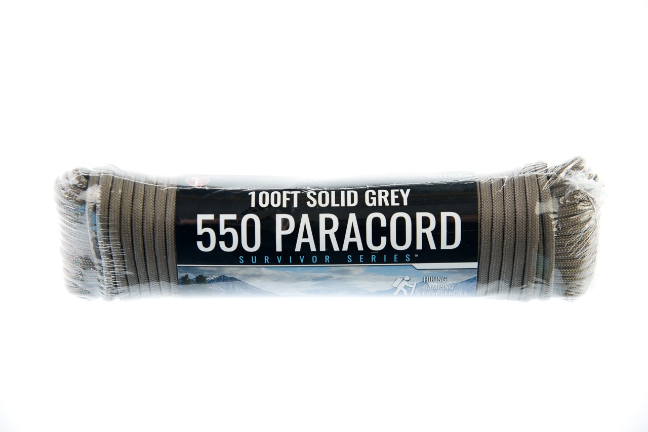 SE Survivor Series Solid Grey 7-Strand 550 Paracord, 100' - PC111GR55