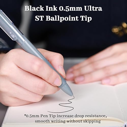 Miniatura 6 de Paquete de 50 bolígrafos retráctiles de tinta negra de 0.020 in con carcasa azul. Experiencia de escritura suave y cómoda, adecuada