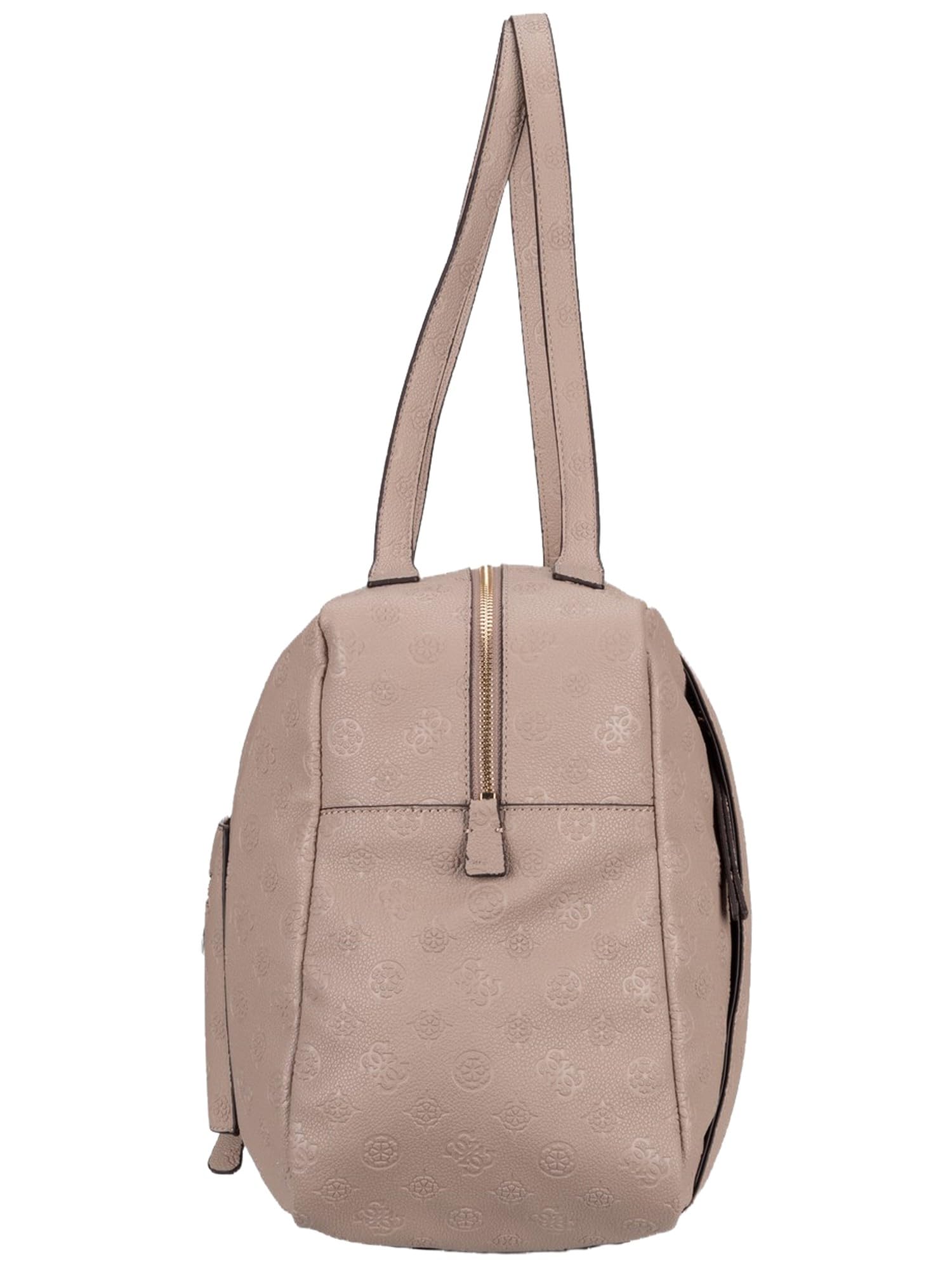 GUESS Torba podróżna Devon Travel Tote Taupe Logo Taupe Taupe Brown