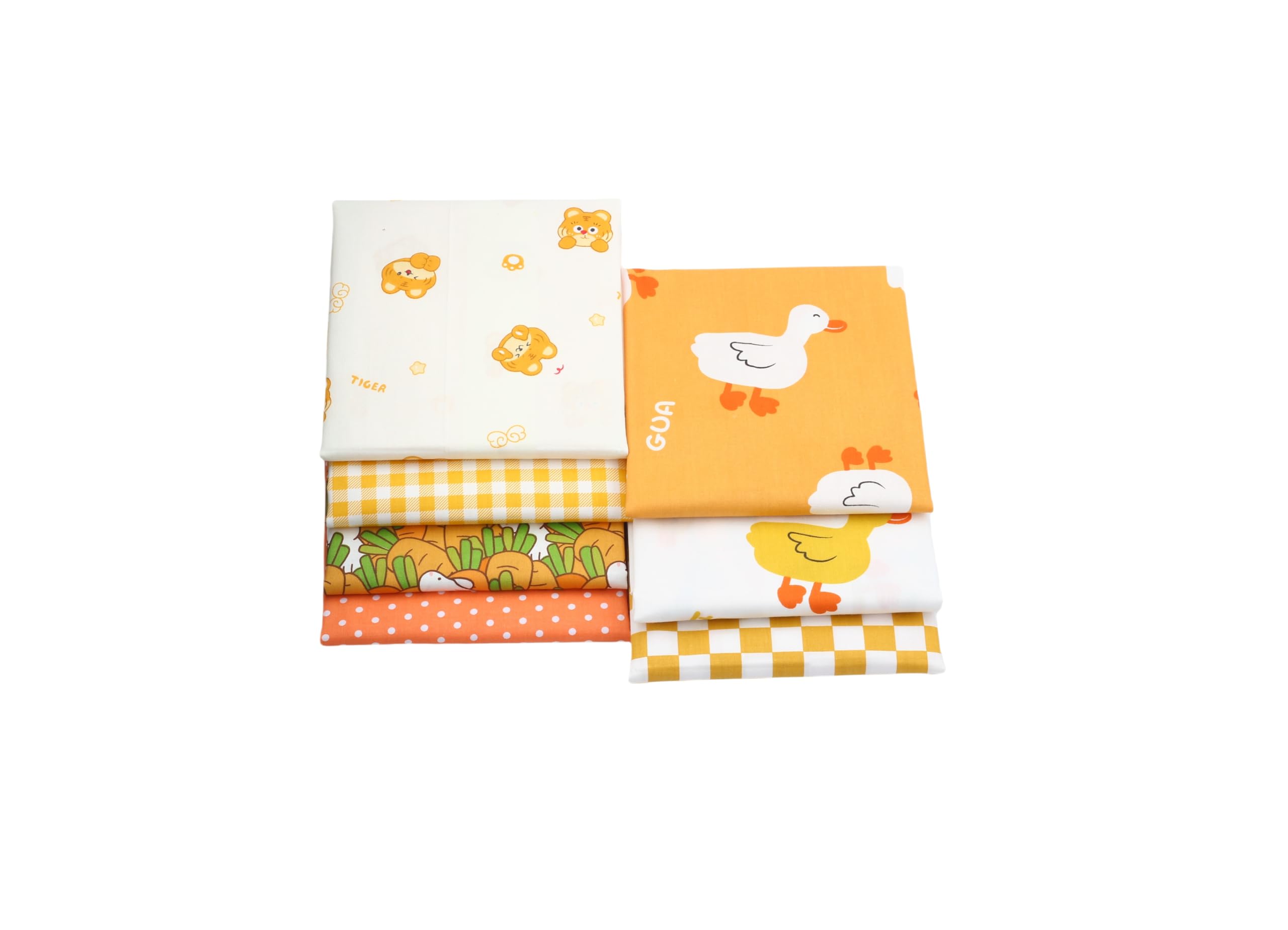 CraftsFabrics 7pcs Little Duck Cotton Fat Quarters 50x40cm | Baby Sewing Fabric Bundle for Quilting, Bedding, Cushions & Crafts
