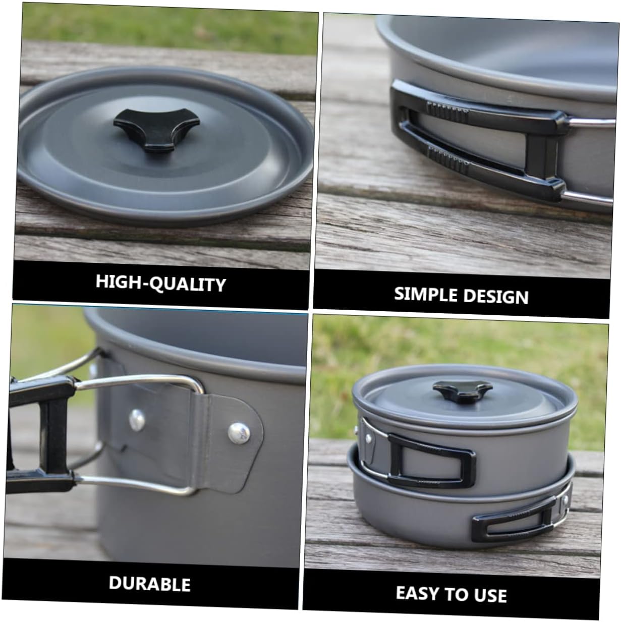 Person Compact Outdoor Folding Pot Pan Camping Cookware Pan for Backpacking BBQ Picnic