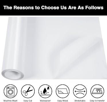 TORC White PU HTV Heat Transfer Vinyl Roll 12 in x 10 ft Iron on Vinyl for T Shirts Crafts - Easy to Cut & Weed for Heat Transfer Design