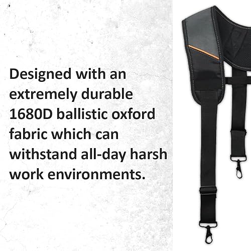 Miniatura 5 de WOLF WTH2115 Padded 4-point Suspenders for Tool Work Belt | Universal Breathable Comfort Lightweight | Contractors Handyman | Pain Stress Relief