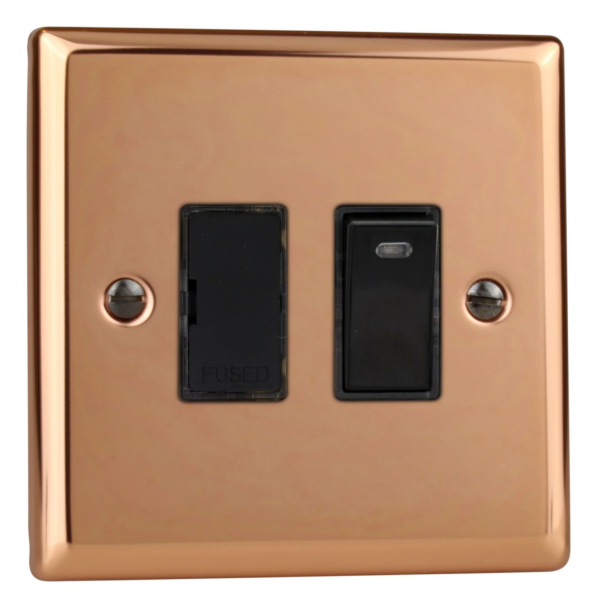 Varilight 13A Switched Fused Spur + Neon Polished Copper