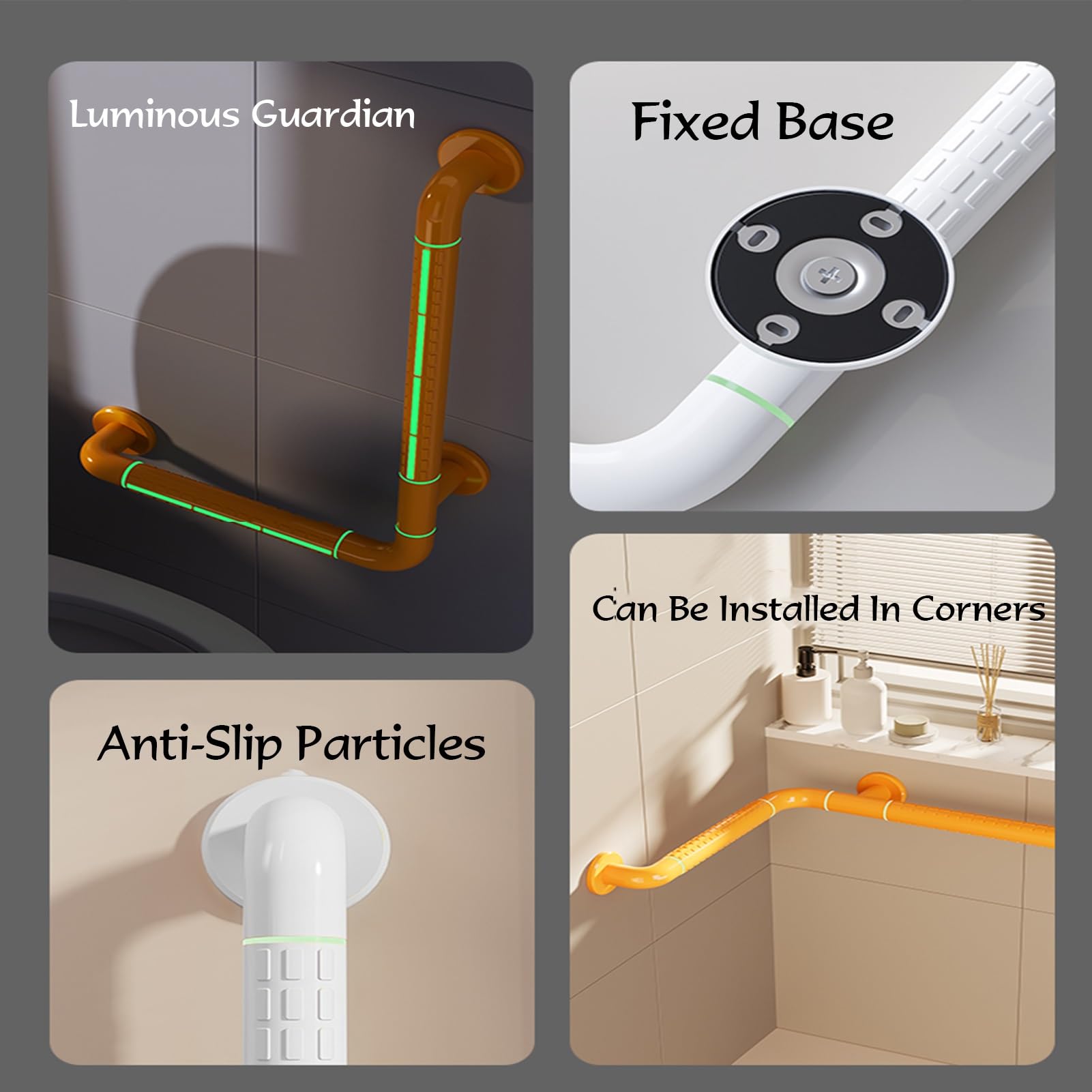 Barra De Apoyo For Baño, Barra De Apoyo For Ducha De Acero Inoxidable Blanco, Extraíble En Ángulo Recto De 90°, Soporte De Pasamanos De Seguridad For Personas Mayores, Niños Y Personas Con Discapacida