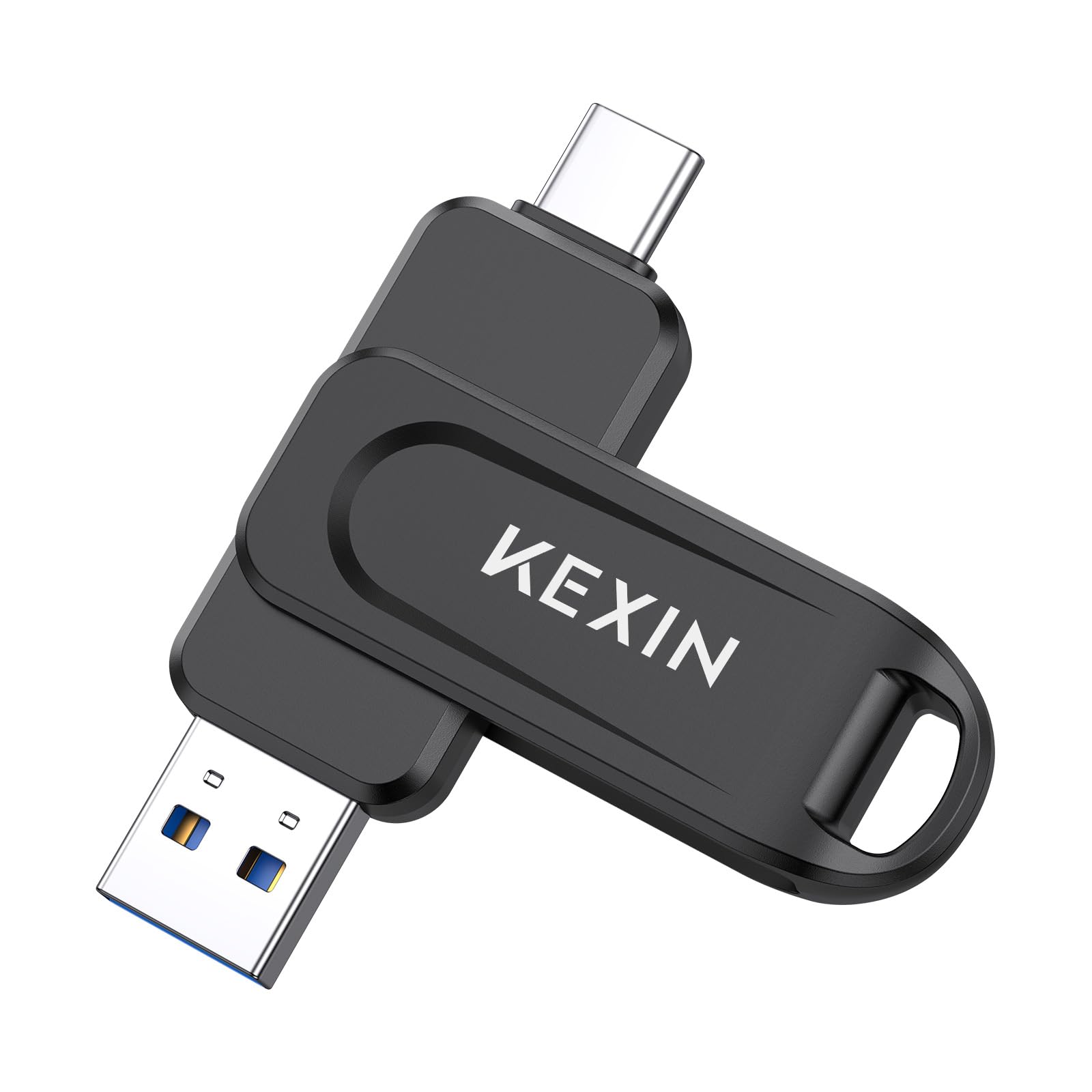 KEXIN Chiavetta USB 256GB 3.0 Chiavetta USB C 256 GB Pendrive OTG Pennetta Girevole Doppia Memoria Stick con Connettori USB reversibili di Tipo C e Tipo A per Smartphone, Tablet, Mac e Computer, Nero
