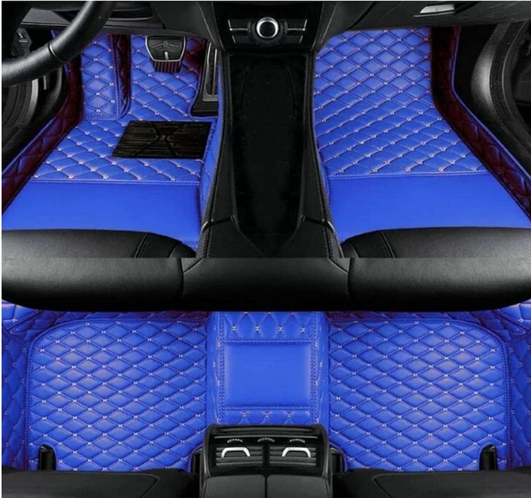 Custom Black Orange Blue Leather Automotive Floor mats for