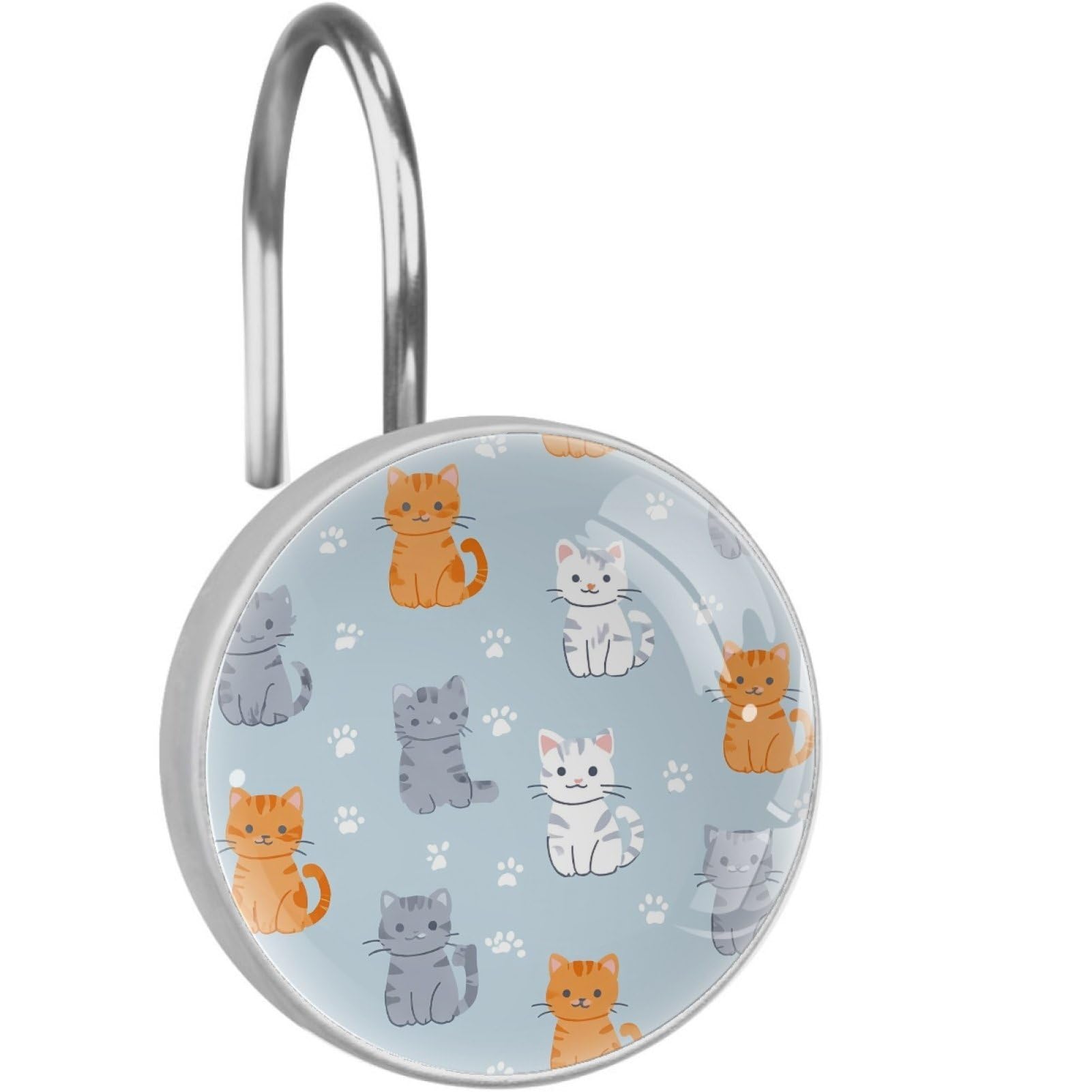 VAPOKF Shower Curtain Hooks, 12PCS Cat Print Shower Curtain Hook for Bathroom Decors Home Bedroom