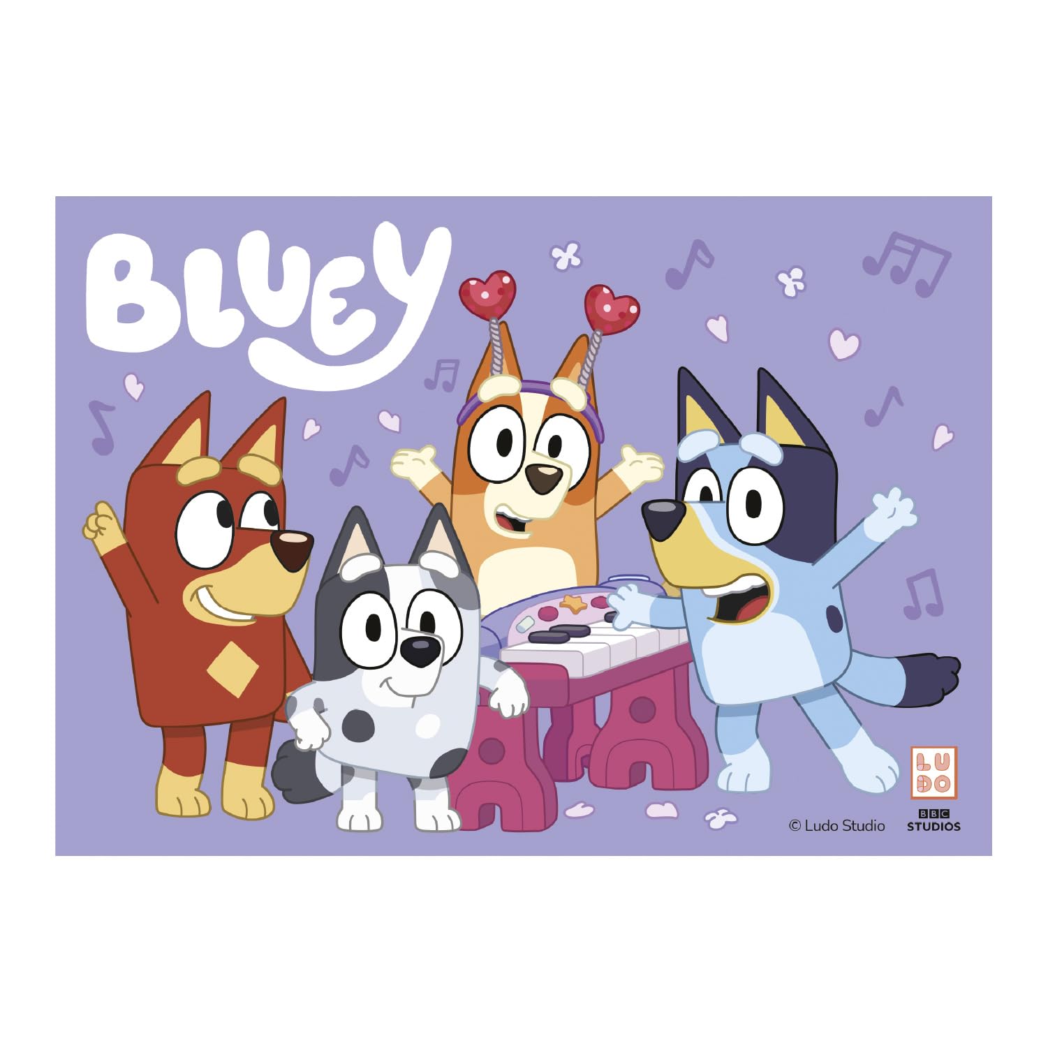dekora – Bluey Edible Cake Topper, Rectangular Edible Paper Sheet 21 x 14.8 cm, Bluey Birthday Decorations with Bingo for Kids Cakes, Gluten Free, Lactose Free, Suitable for Vegetarians