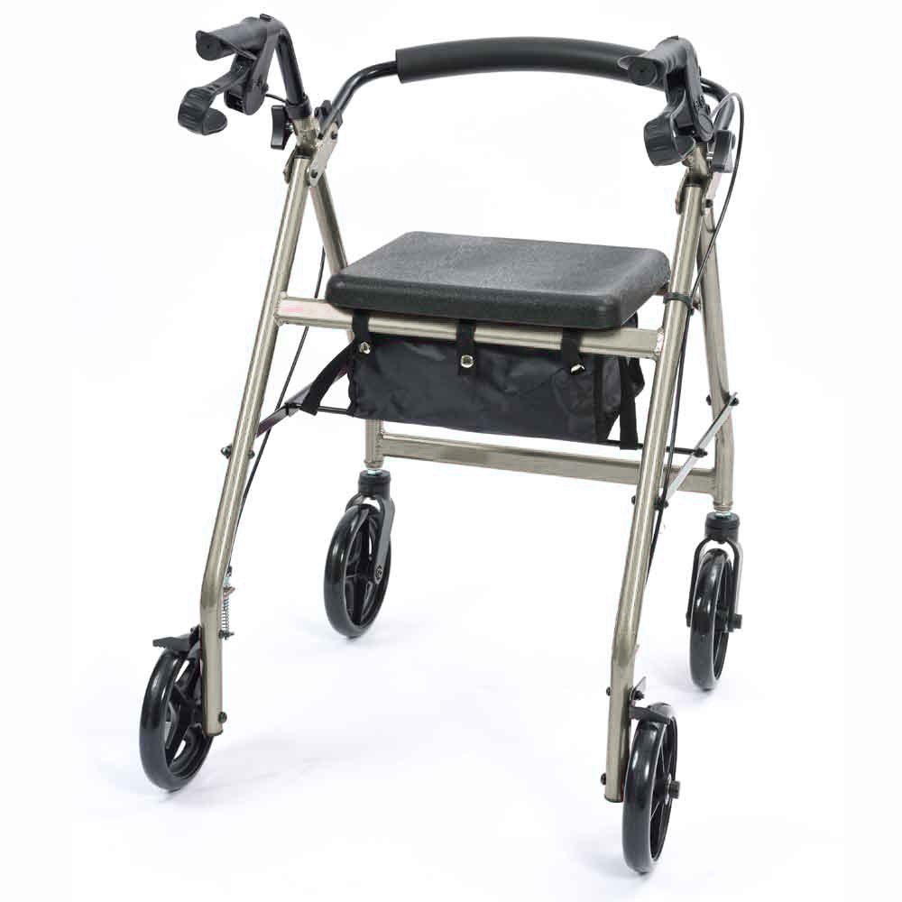 NRS Healthcare a-Series 4-Wheel Rollator, Girello, Argento