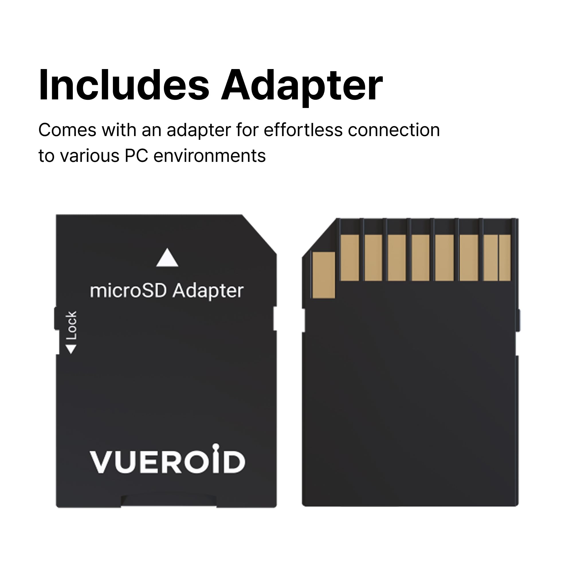 Scheda microSD Dashcam Pro da 64 GB con adattatore per lettore, C10, V30, UHS-I, classe 10, A1, scheda di memoria ad alta velocità per video 4K UHD, velocità di lettura fino a 100 MB/s
