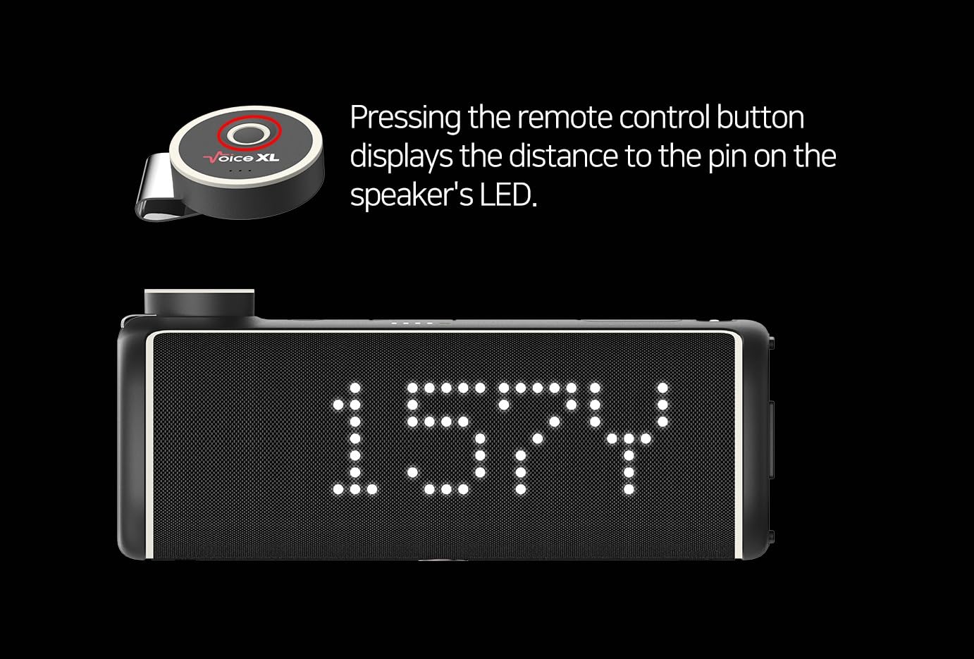 GOLFBUDDY Voice XL - Altoparlante magnetico GPS da golf, distanza visibile, suono ricco con woofer da 20 W e tweeter da 10 W, telecomando a clip, attaccabile al carrello da golf, durata della batteria