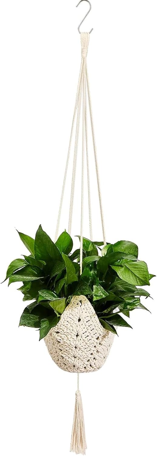 Shappy 1 Pack Jute Crochet Long Plant Hanger for 3 Inch to 12 Inch Pots, Macrame…
