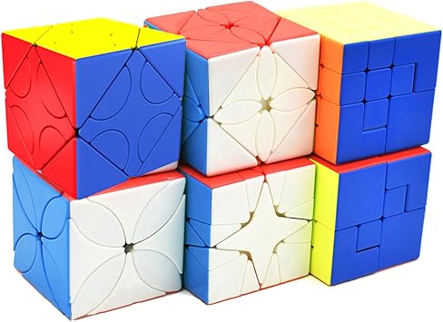 Speed Cube Set Stickerless Puzzle toy Bundle of Polaris Maple Leaf Hunyuan Skewb Cube Lucky Clover Cube Puppet V1 and V2 Puzzle Toys 6Pcs