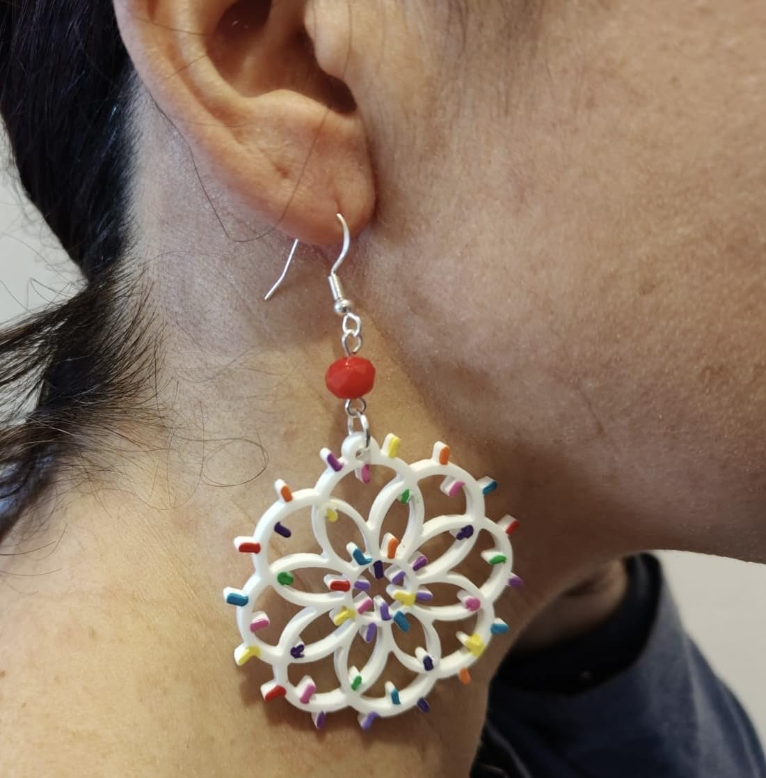 Orecchini dipinti a mano ArteLisanti – LUMINARIE SALENTINE COLOR - pendenti da donna in plexiglass, Gioielli Salento, Gancio in argento, Made in Italy, Bijoux da donna, Lavorazione Artigianale, regalo