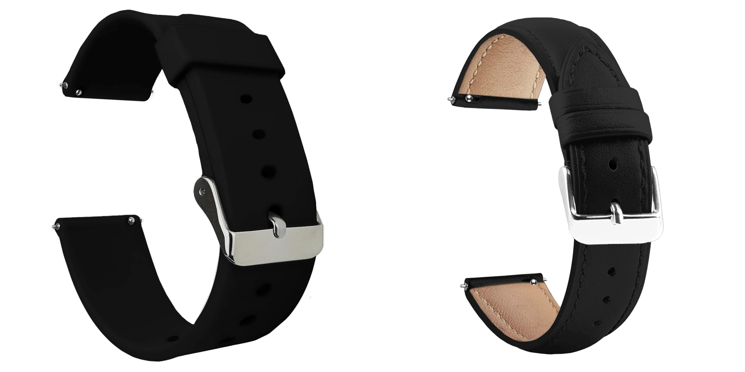 ACM Pack of 2 Watch Strap Silicone & Leather Belt 20mm compatible with Garmin Vivomove 3 Smartwatch Casual Classic Band (Black)-image-33