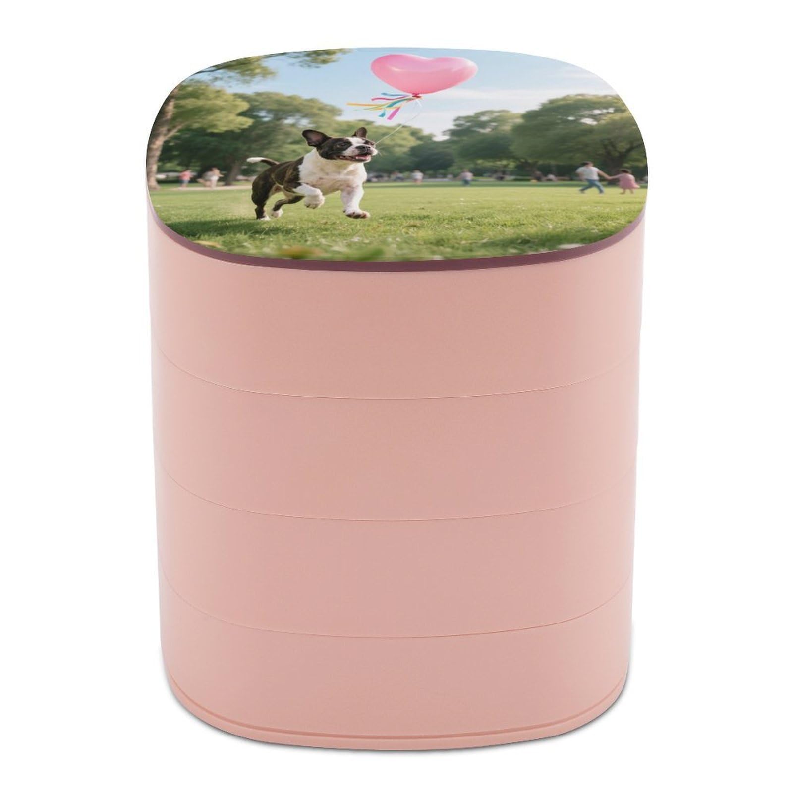 VstaDank Boston Terrier Dog Jewelry Box with Mirror 4-Layer Rotating Jewelry Tray Case Portable Jewelry Case Trinket Boxes Trinket Cases Travel Jewelry Organizer Earrings Storage Box