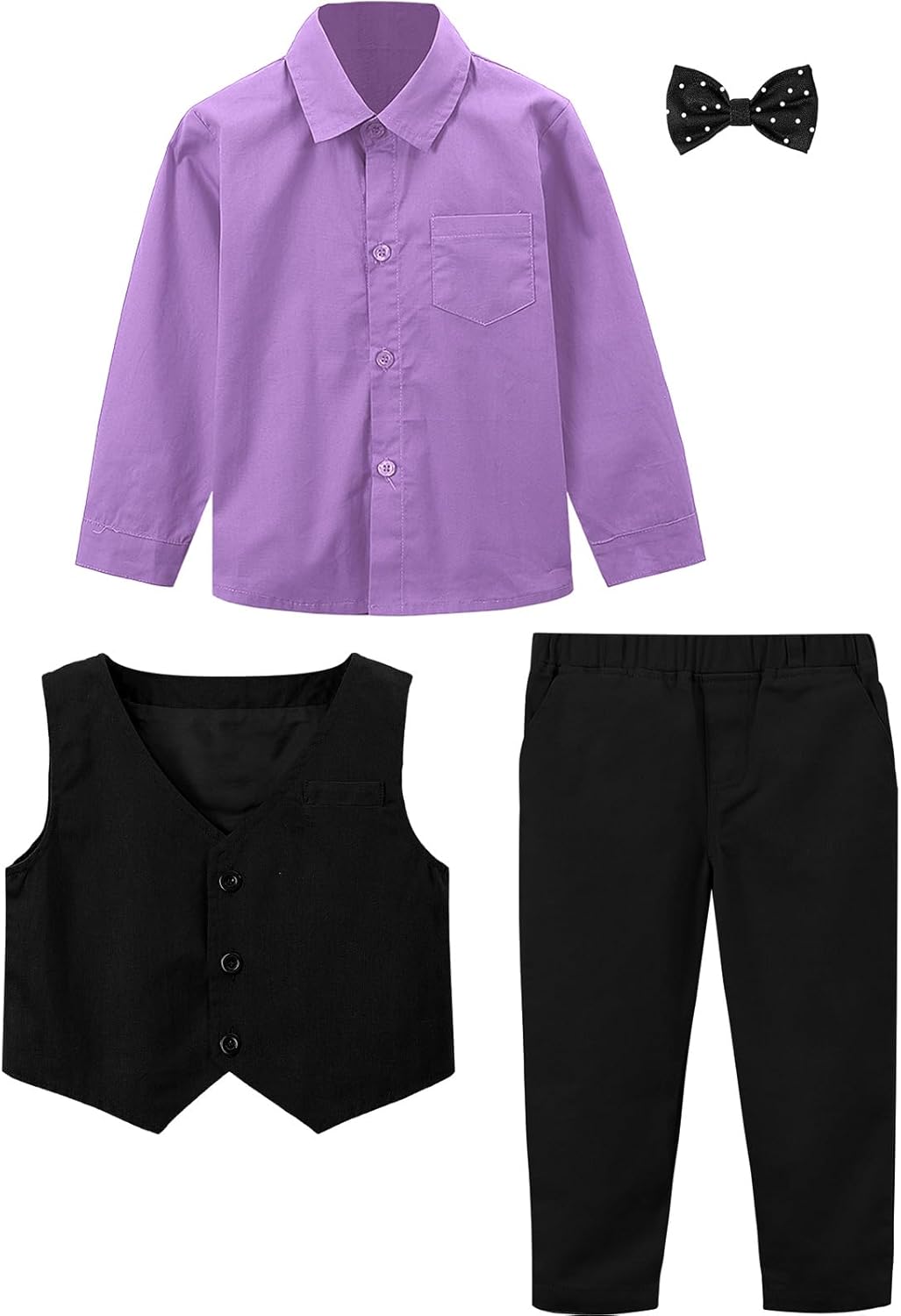 A&J DESIGN 4pcs Baby & Toddler Suit, 12 Months - 5T, Shirt & Pants & Vest & Bow Tie - Image 5