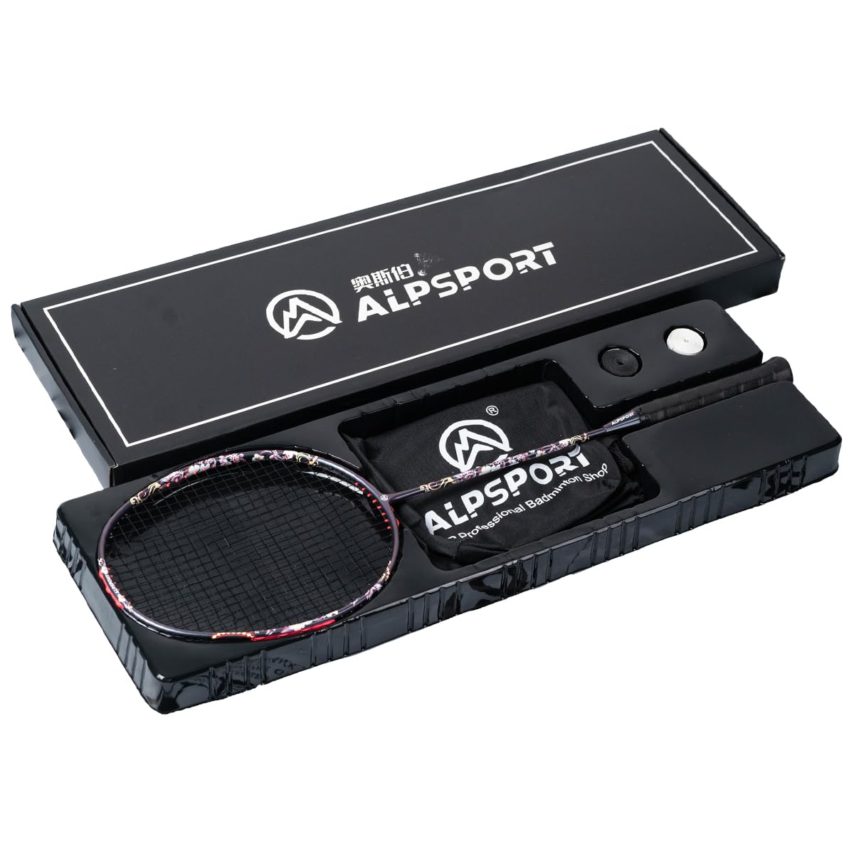 ALPSPORT HQ Divine Flower Sparrow 6U G5 Max 35LBS T800 Professional Racquet, Full Carbon Fiber Badminton Racket with Gift Box, 1 Flannel Bag, 2 Grips Tapes, Graphite Padel Raket for Sports Training