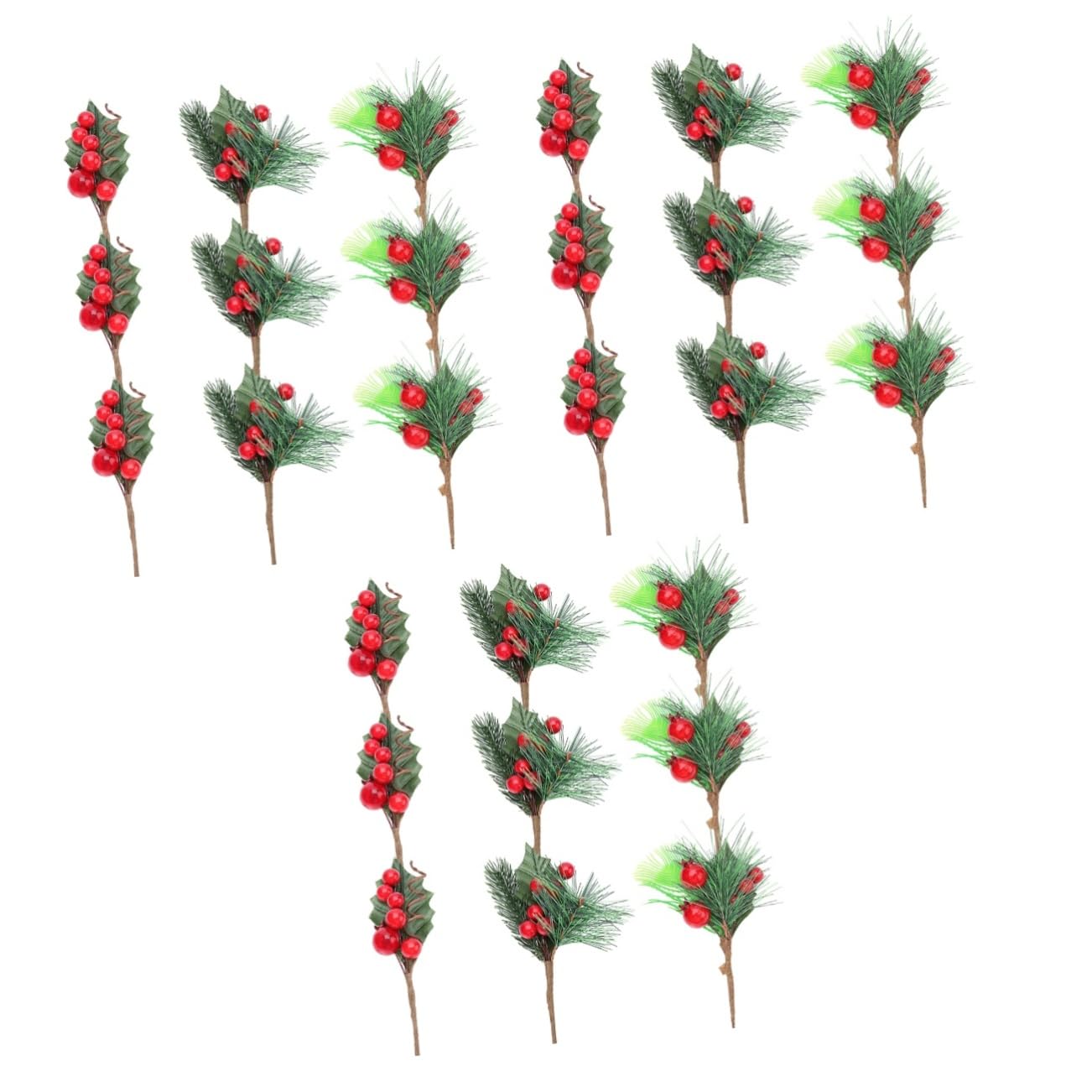 Ciieeo 27piezas Ramas De Baya Simuladas para Decoración Navideña Accesorios De Bricolaje Berries Rojas y Verdes para Fotografía y Manualidades