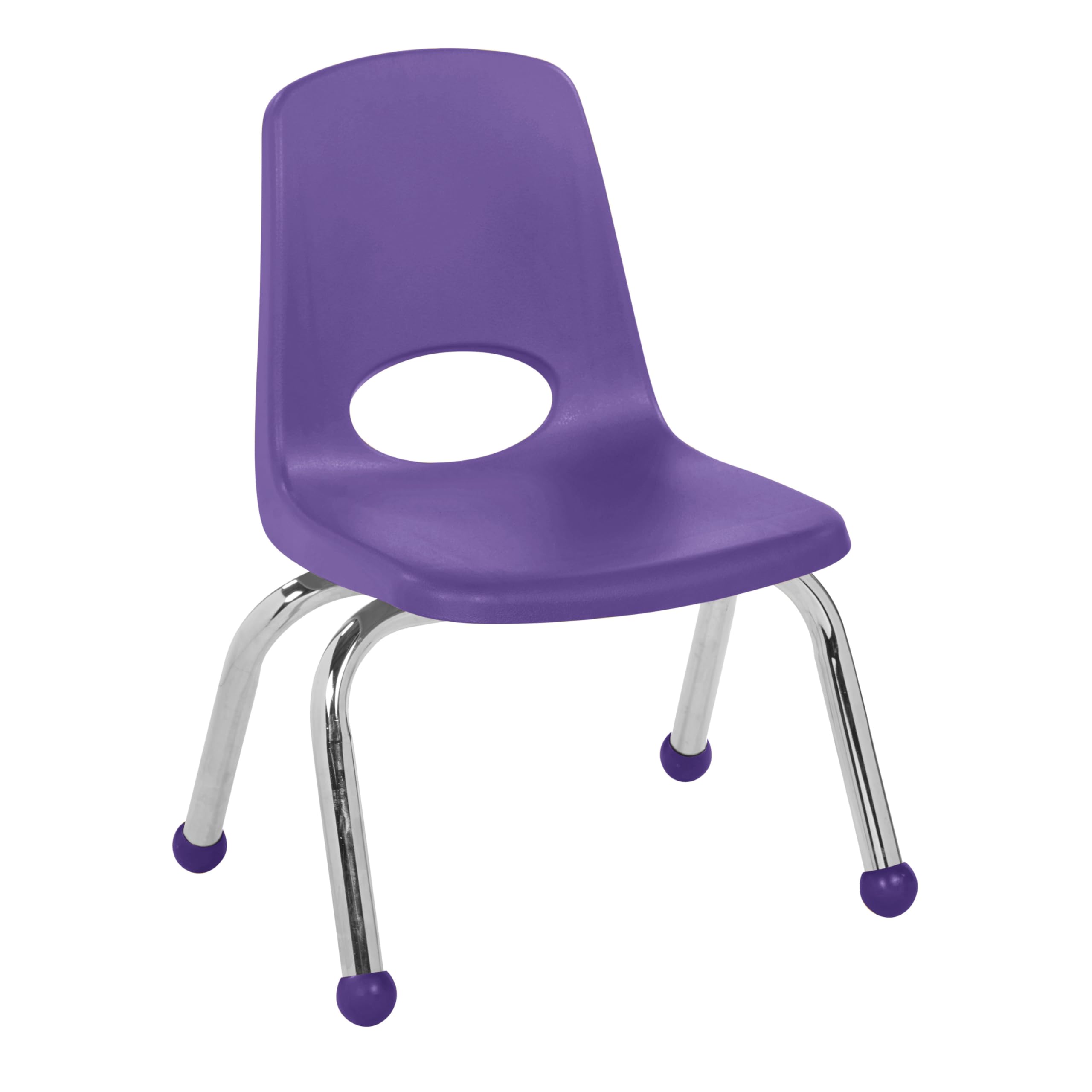 FDP 10" School Stack Chair,Stacking Student Seat with Chromed Steel Legs and Ball Glides for Preschool, Classroom or Homeschool - Purple, 11553-PU