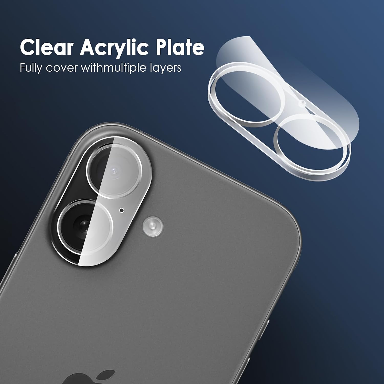 FanTEK Camera Lens Protector for iPhone 16/16 Plus, 9H Tempered Glass Camera Screen Cover, Ultra HD Clear Acrylic Full Coverage Guard, Case Friendly thumbnail
