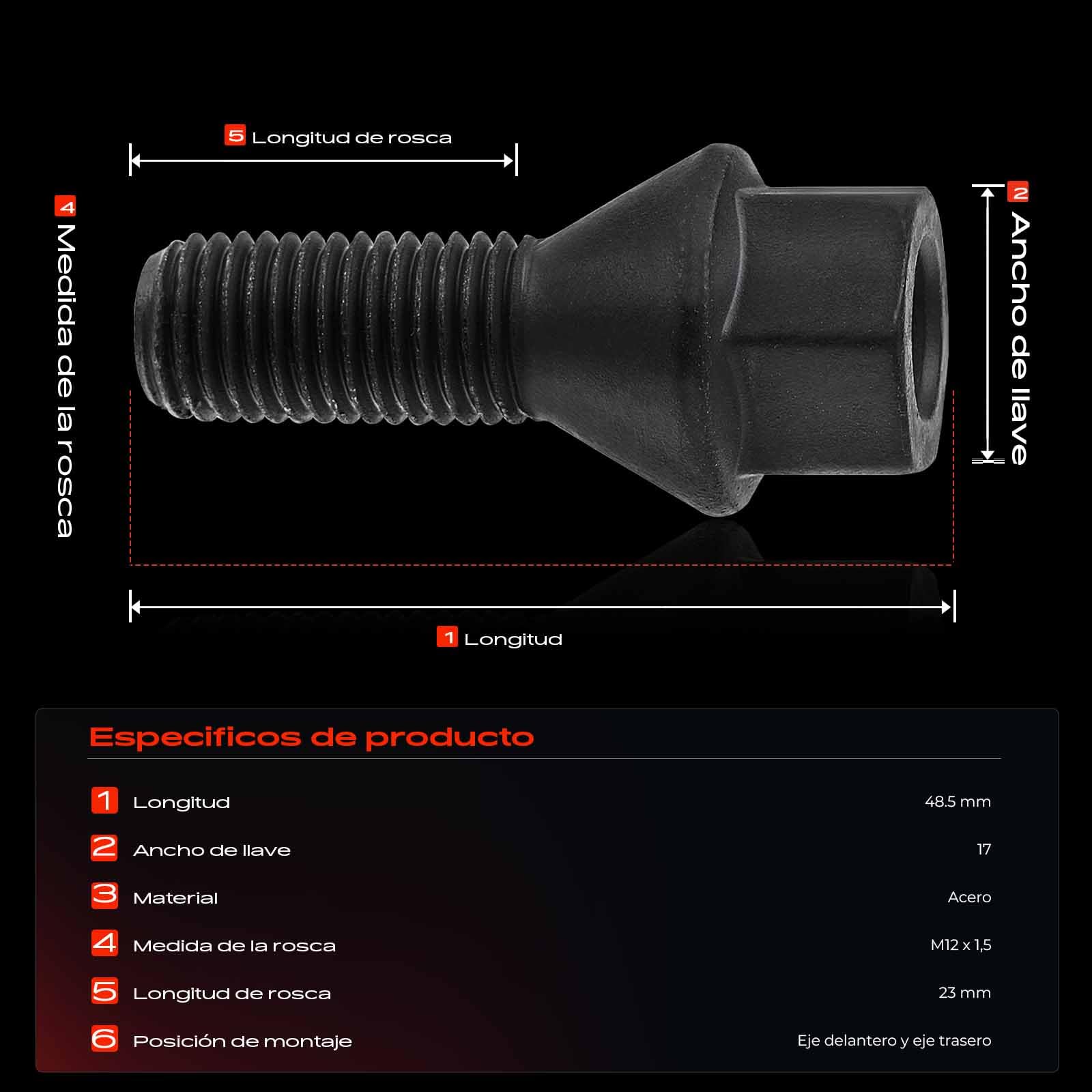 Frankberg 20x Perno de rueda Tornillo de rueda Compatible con Serie 1 E81 E87 Serie 3 E21 E30 E36 E46 E90 Serie 5 E12 E28 E34 E60 E61 Serie 6 E24 E64 1975-2017 610-574