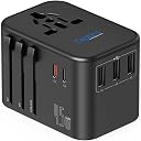 Ceptics Universal Travel Adapter, 45W International Power Adapter with PD & QC 3.0 Dual USB-C, 3 USB Travel Adapter Worldwide, Type I C G A Outlets 110V 220V A/C - EU Euro US UK (11-KU) gallery image