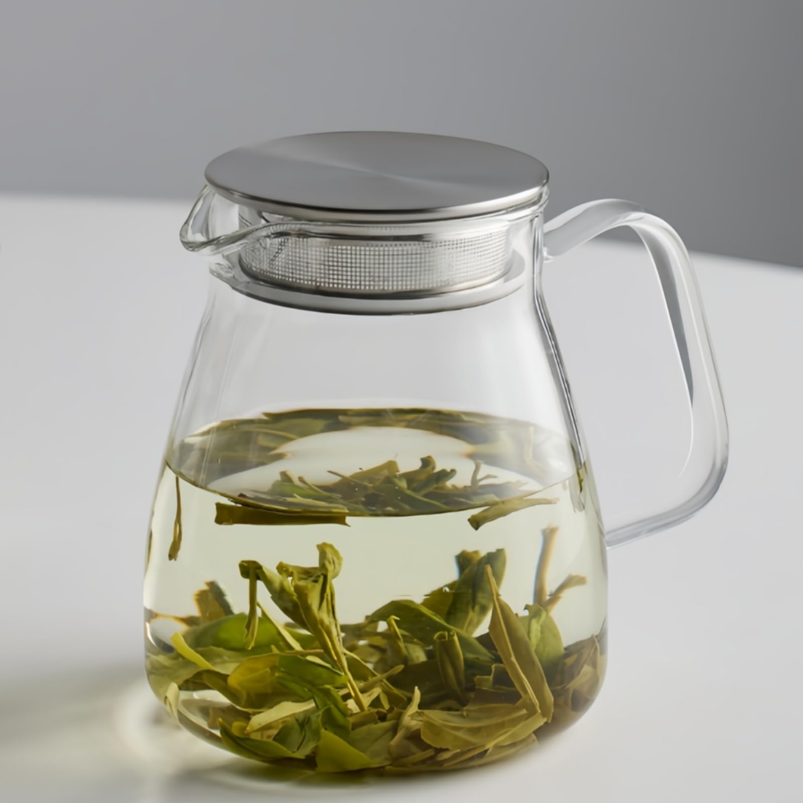OULOVECO Glass Teapot 27oz Stainless Filter Anti-Spill Lid Borosilicate