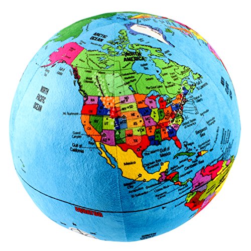 Attatoy Love-The-Earth Plush Planet Globe; 13" Educational World Stuffed Toy with Geo-Political Markings