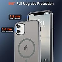 Vista 150 de SUPFINE Funda magnética para iPhone 11 (compatible con MagSafe) (protección contra caídas de grado militar), translúcida mate a prueba de golpes