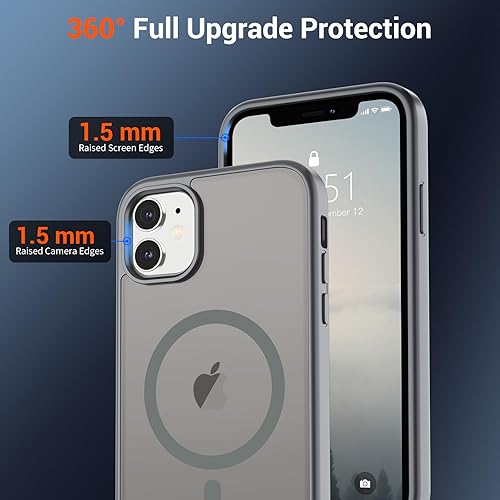 Miniatura 150 de SUPFINE Funda magnética para iPhone 11 (compatible con MagSafe) (protección contra caídas de grado militar), translúcida mate a prueba de golpes