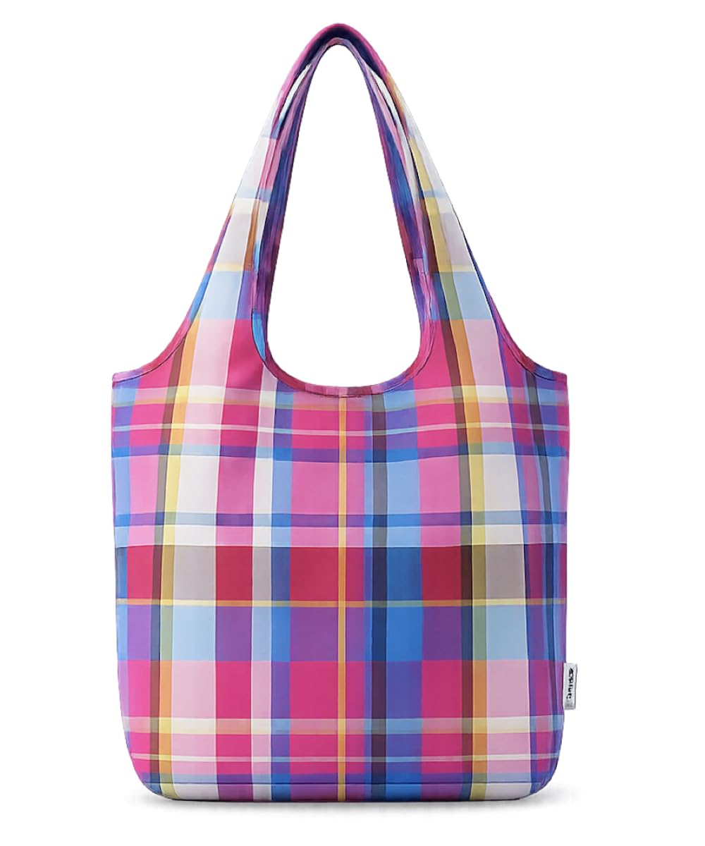 NANOPLUS Ultimate Foldable Travel Tote Bag - Reusable Shopping Bag - Compact & Portable & Lightweight (Madras Pink, 19L) — image 1