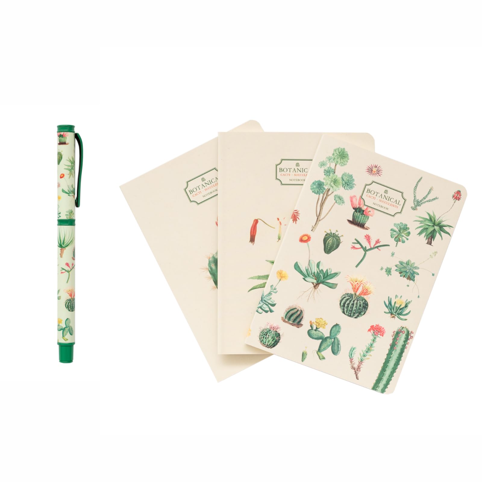 Grupo Erik Pack cuadernos A6 Botanical Cacti + Bolígrafo Botanical Cacti | Material escolar y papelería bonita Kokonote