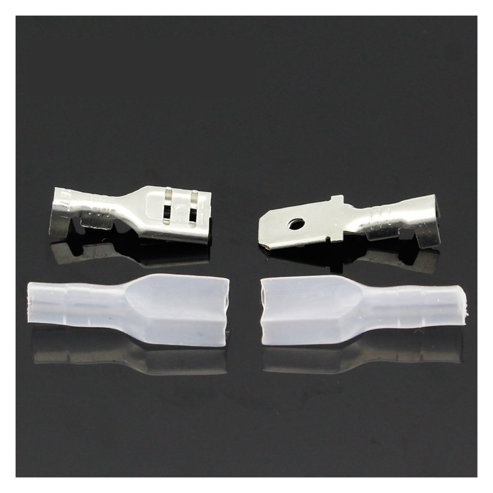 REIUAFWYGV 6.3mm 100 sets BRASS Crimp Terminal 100pcs Female Spade Connector + 100pcs Male Spade Connector+ 200pcs Case