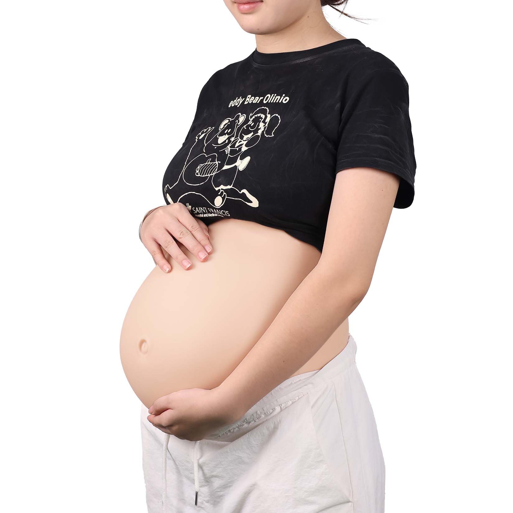 Vnmcry Fake Pregnant Belly Silicone Artificial Baby Bump False Pregnancy Belly Costumes Film Props Party Cosplay (M 8-10 Months, Ivory White) โ image 1