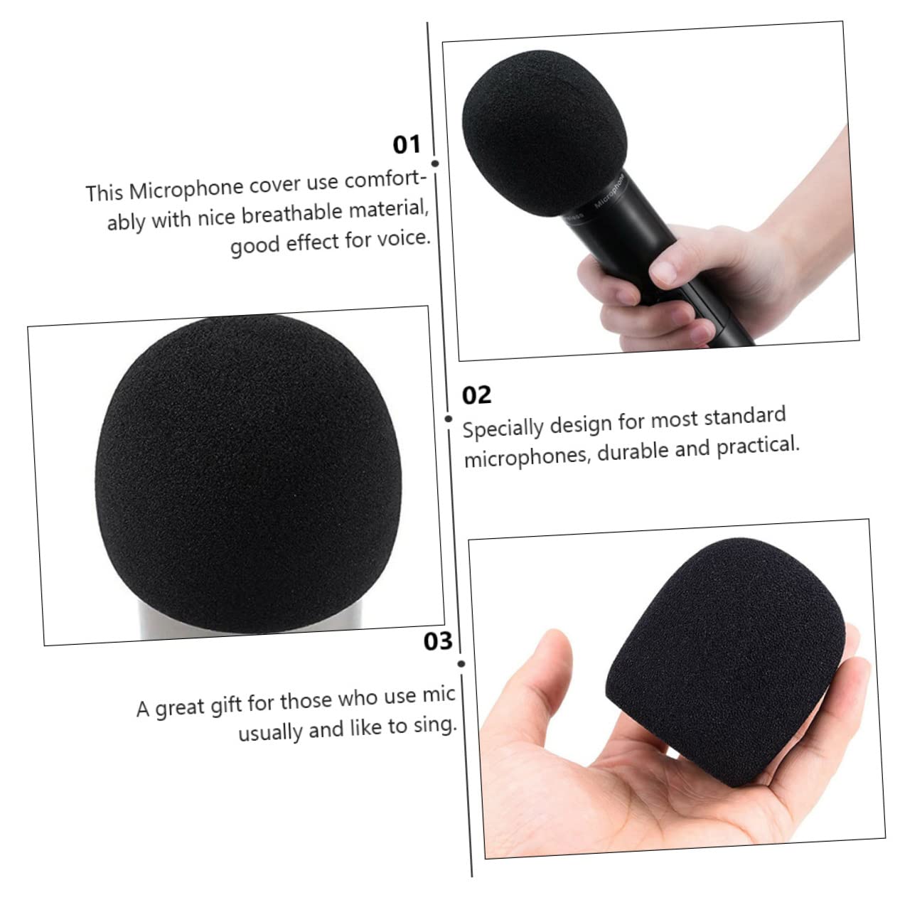 Toddmomy 10Pcs Thicken Microphone Cover for Ktv Conference Stage Performance Voice Tube Accessory Enhances Sound Quality Protects From Impact Black