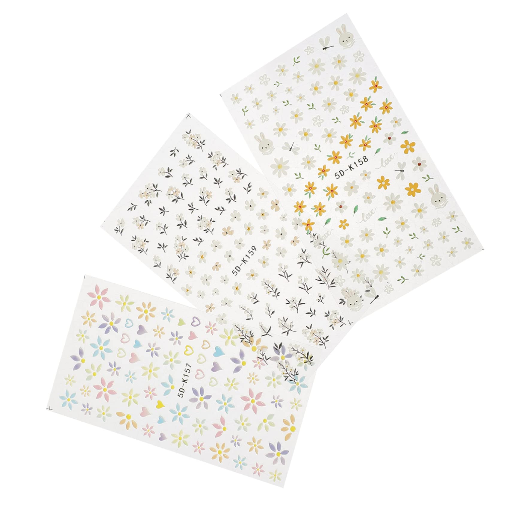 PACKOVE 12pezzi Nail Art Stickers Con Motivi Floreali Adesivi Decorativi Per Unghie Rilievo Perfetti Per Manicure e Occasioni Speciali