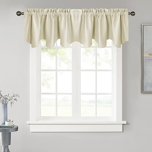 Miniatura 32 de NICETOWN Cortinas de cenefa para ventanas, tratamiento de ventana de granja rústica, cenefas opacas cortas para decoración de ducha/sótano/Acción