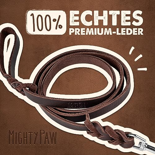 Mighty Paw LEATH_LEASHBRAID Braided Leather Dog Leash - Heavy Duty Genuine Pet Lead - Soft Handle - Strong Metal Swivel Clip - Leather Braided Leash For Large Dogs - Dog Leashes Leather thumb #2